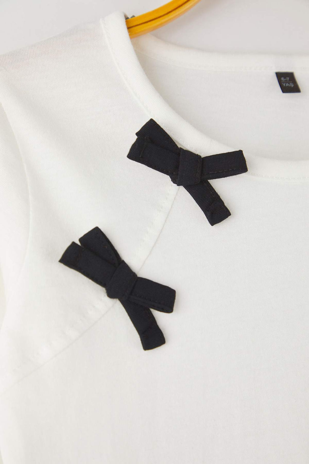 Siyah-Ekru 2li K?z Cocuk 100% Pamuk Duz Bisiklet Yaka Regular Orme T-Shirt TKDAW26TS00013 - Trendyolmilla фото 6