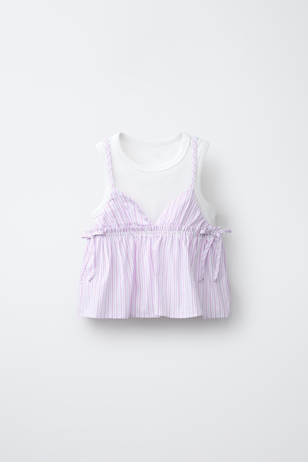 TOP RAYAS CON CAMISETA RIB / Rosa - Zara фото 3
