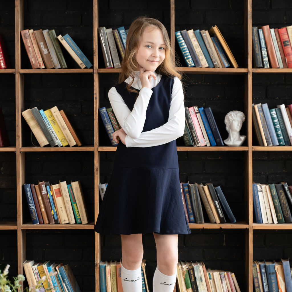 Сарафан детский школьный темно-синий 930 (146, 76)