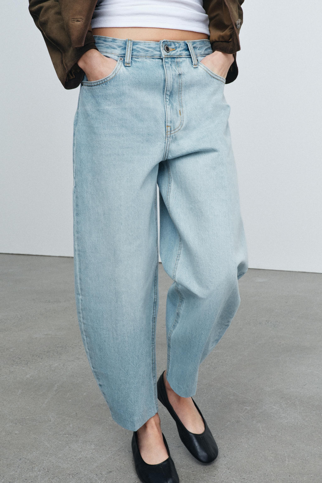 JEANS ZW COLLECTION BARREL TIRO ALTO / Azul claro - Zara фото 2