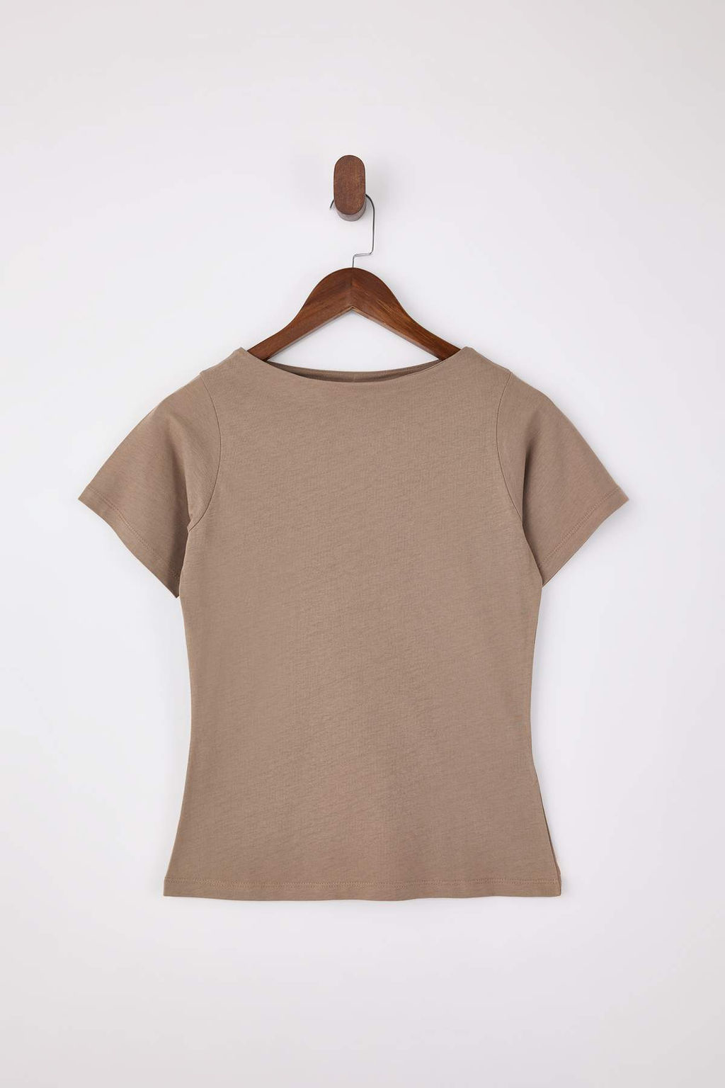 Vizon Relaxed/Rahat Kal?p Kay?k Yaka K?sa Kollu %100 Pamuk Orme T-Shirt TWOSS26TS00004