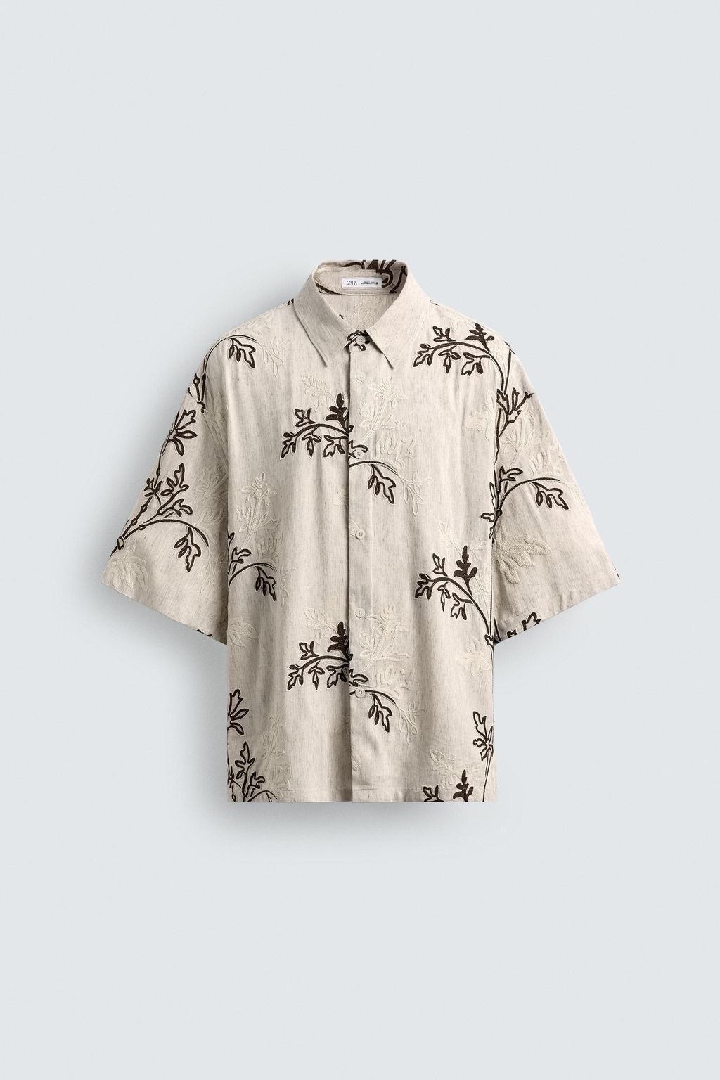CAMISA RELAXED FIT  BORDADO FLORAL / Crudo - Zara фото 7