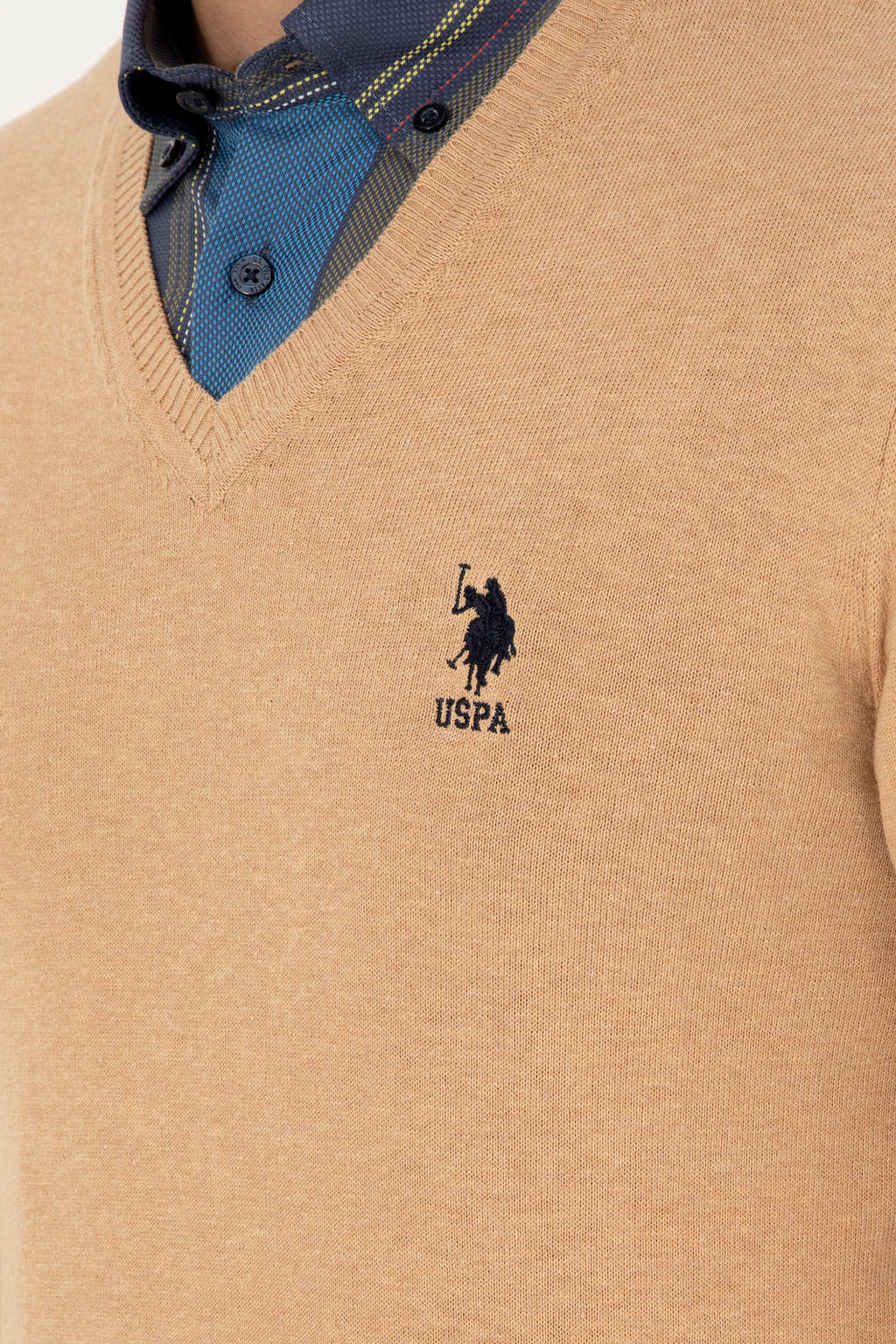 U. S. Polo Assn / Мужской базовый свитер песочного меланжа - U.s. polo assn фото 7