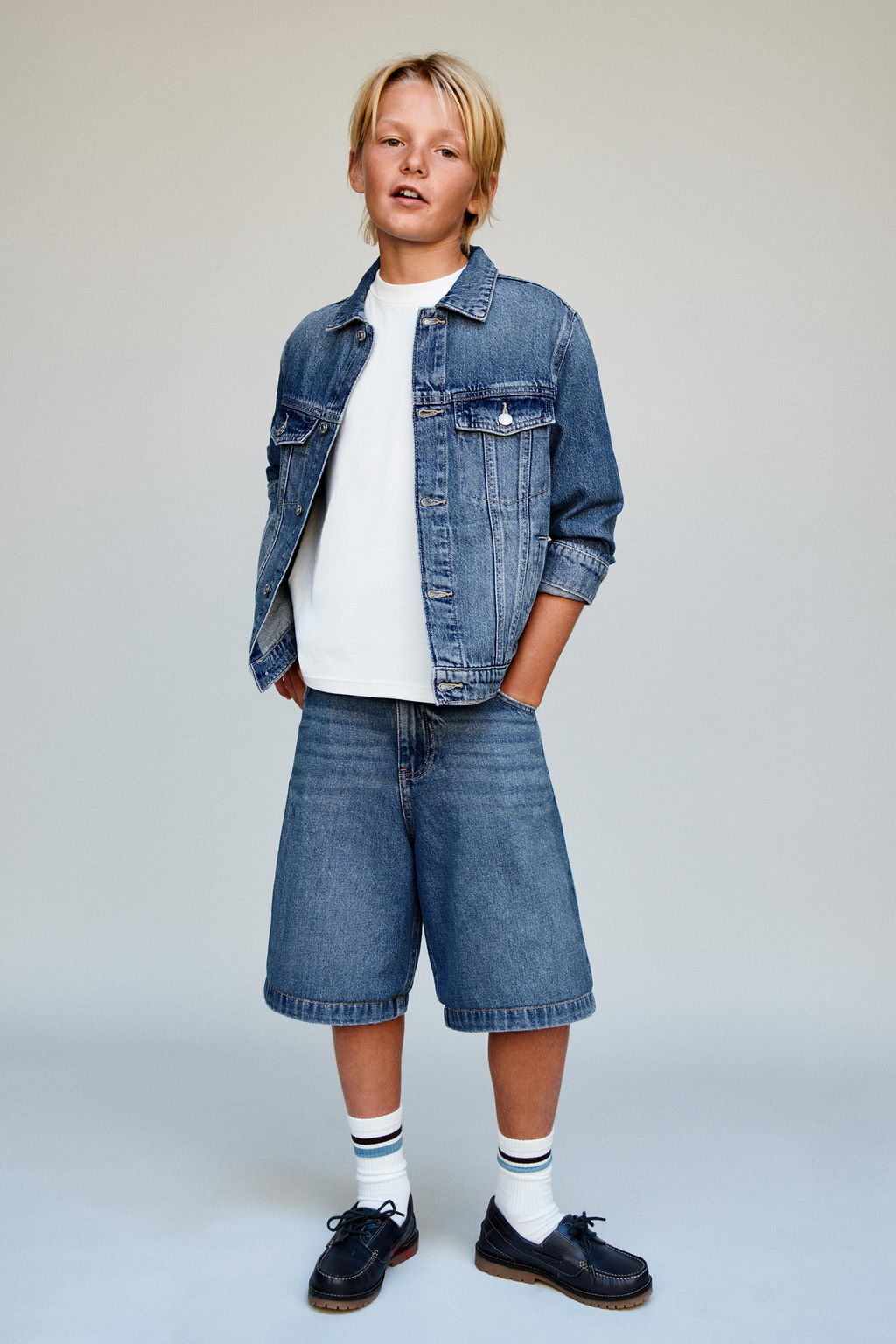 RELAXED FIT BAGGY DENIM BERMUDA SHORTS - Zara фото 5