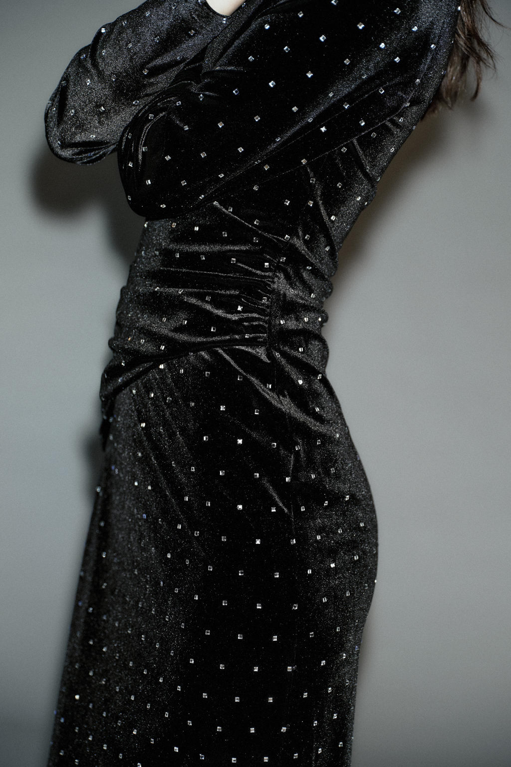 SPARKLY VELVET MIDI DRESS - Zara фото 3