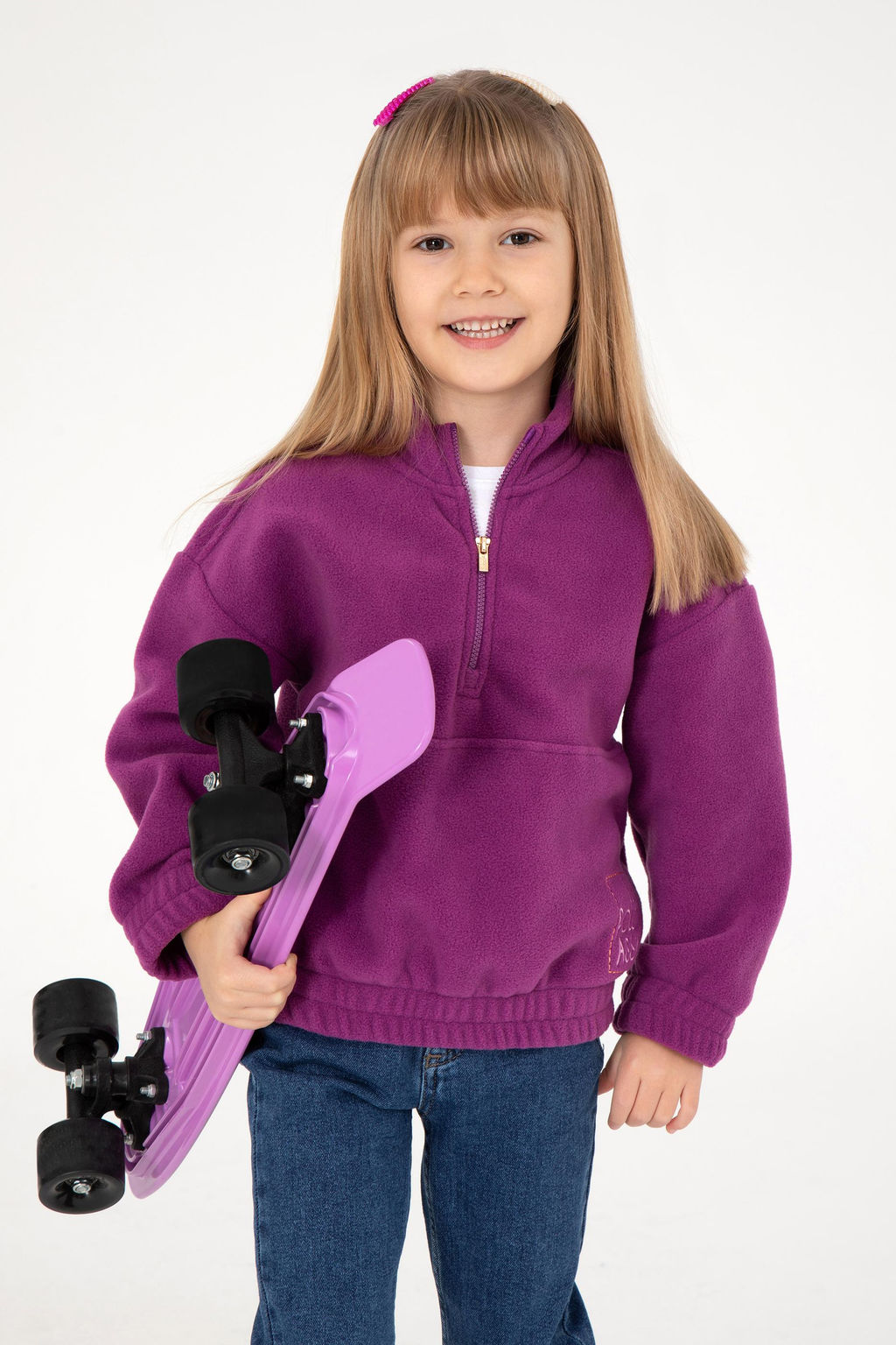 Фиолетовый флисовый свитшот для девочек с половиной молнии Неожиданная скидка в корзине