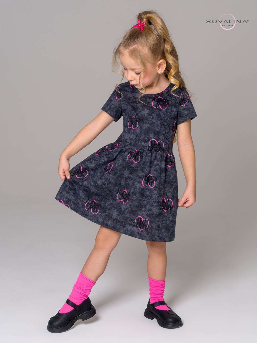 Платье Лето варенка графит сердце - Sovalina фото 9