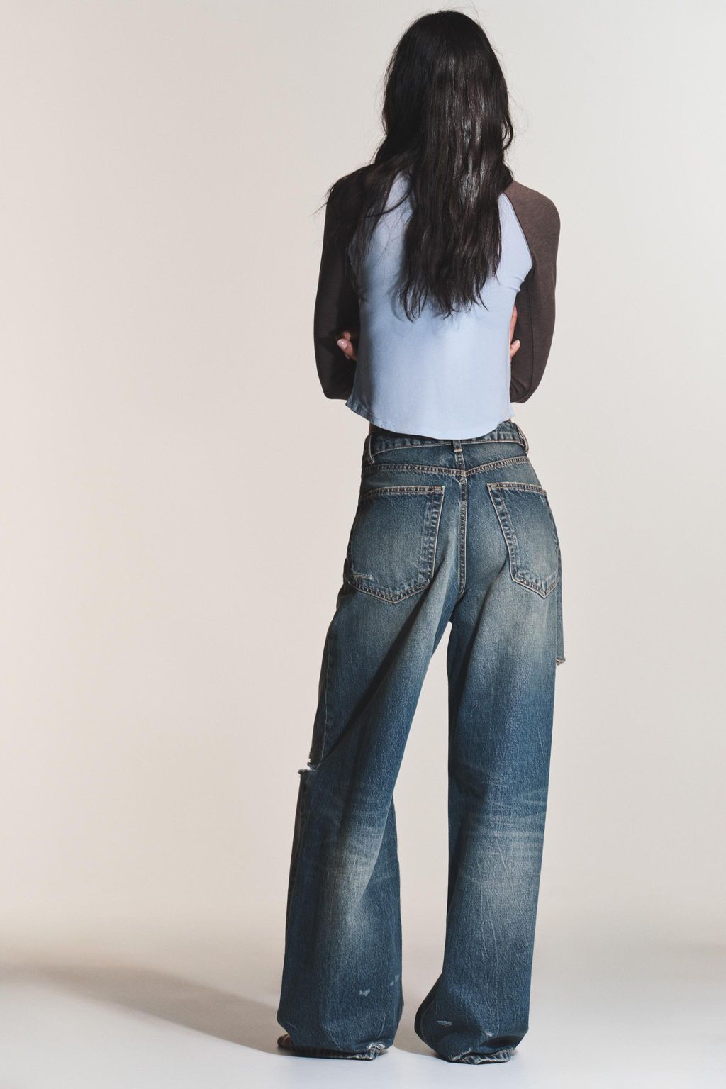 JEANS CINTURA DOBLADA TRF TIRO MEDIO / Azul - Zara фото 4
