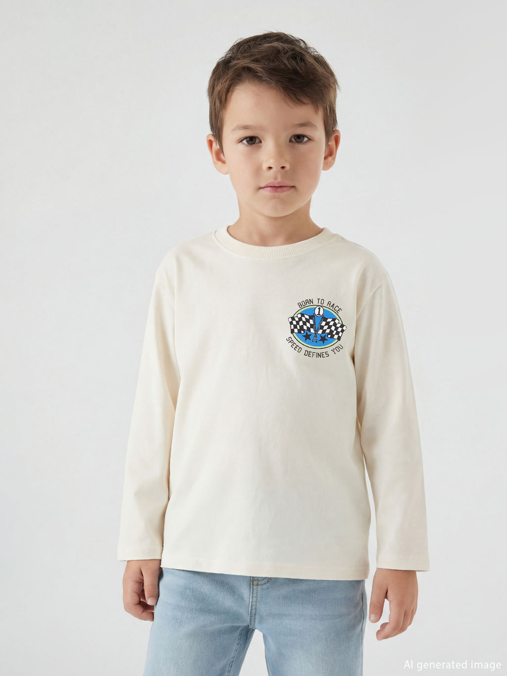 Bask?l? Uzun Kollu Erkek ?ocuk Ti??rt