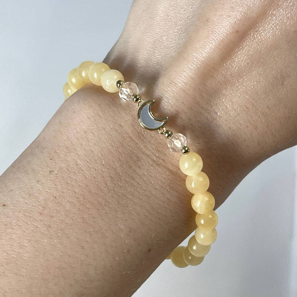 Браслет со вставкой из Кальцита и Горного Хрусатля 17 см