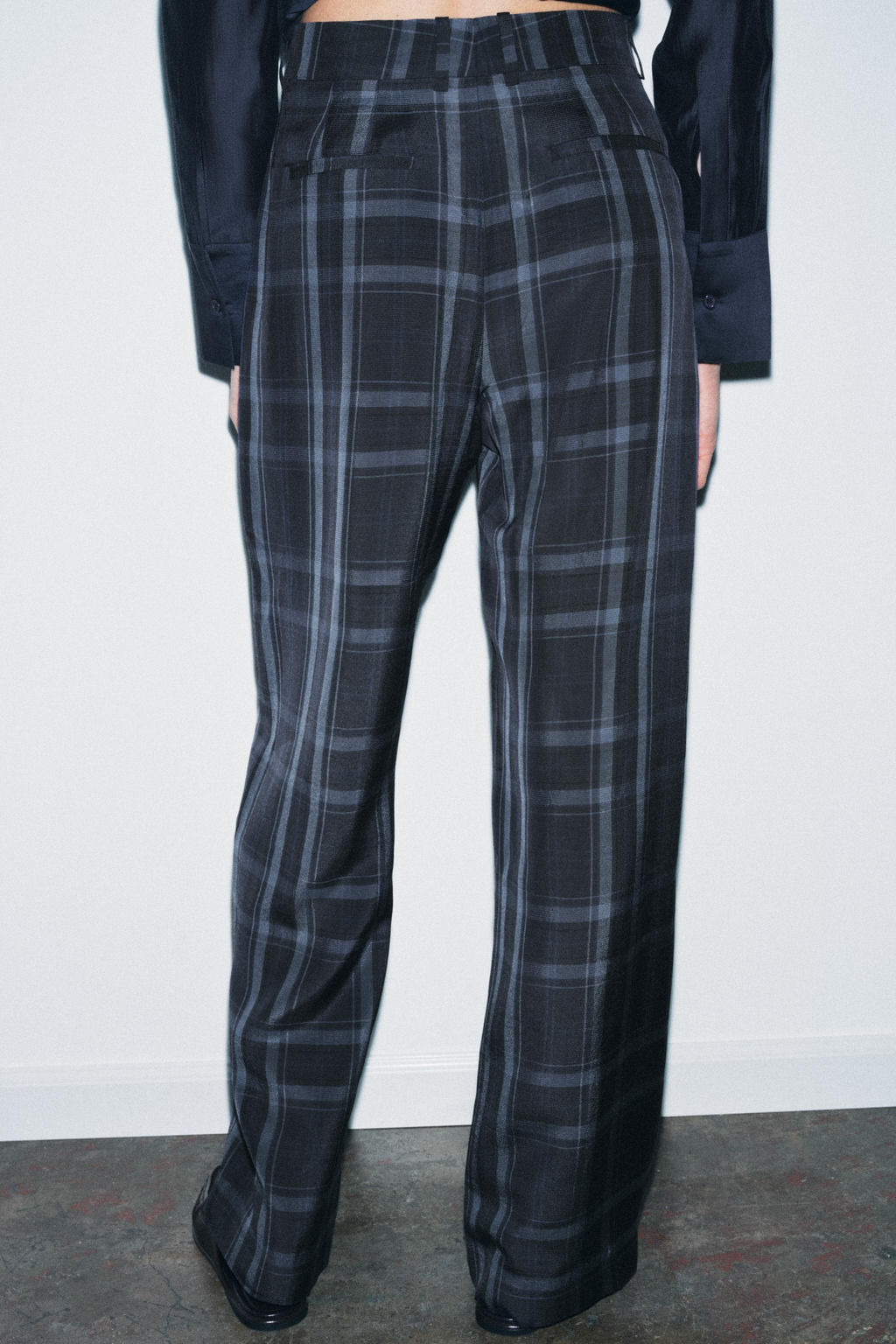 ZW COLLECTION CHECK WIDE-LEG TROUSERS - Zara фото 9