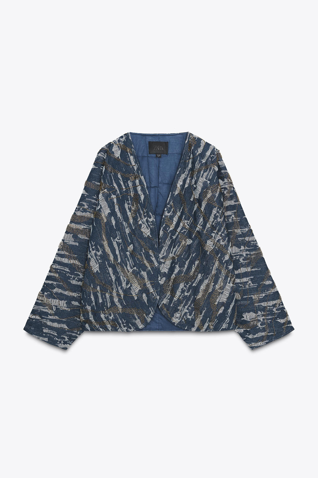 BEADED DENIM-EFFECT QUILTED KIMONO - Zara фото 10