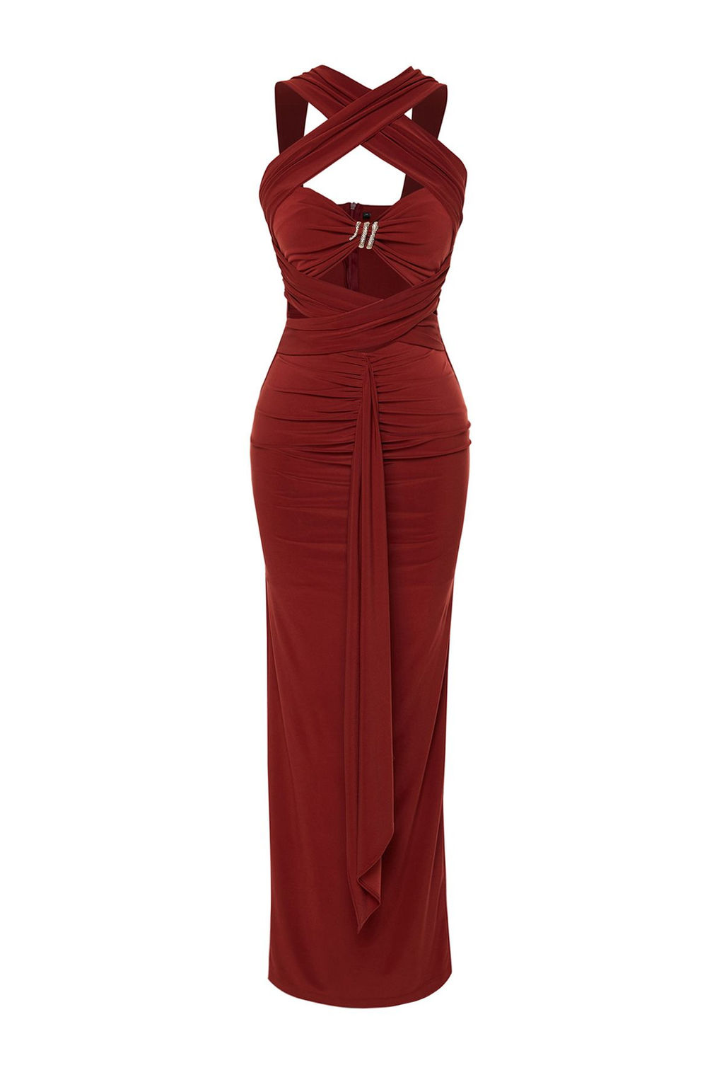 TRENDYOLMILLA X Zeynep Tosun Kiremit Cut Outlu Y?lan Aksesuar Detayl? Abiye & Mezuniyet Elbisesi TCLSS24AE00000  фото 7