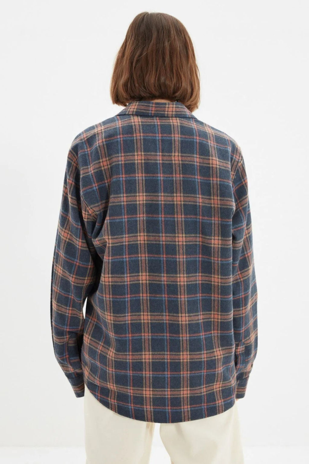 Lacivert Unisex Oversize C?tc?t Kapamal? Oduncu Ekose Gomlek TMNAW22GO0745 - Trendyolmilla фото 6