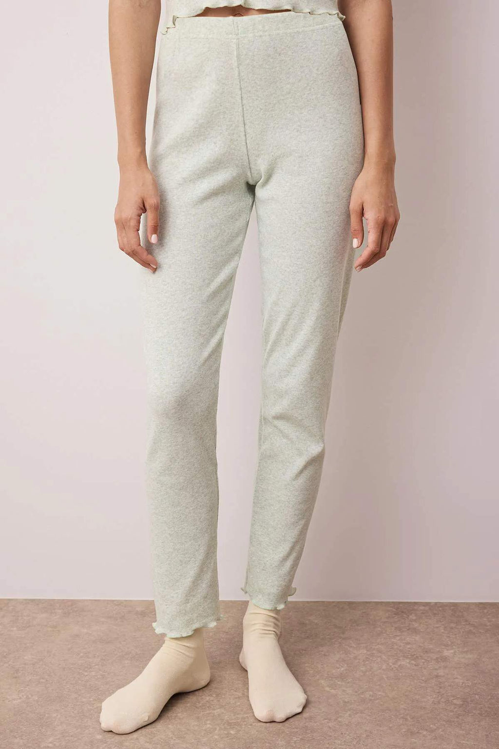 Mint Yaka ve Baby Overlok Detayl? Kiraz Aksesuarl? Fitilli Orme Pijama Tak?m? THMAW26PT00068