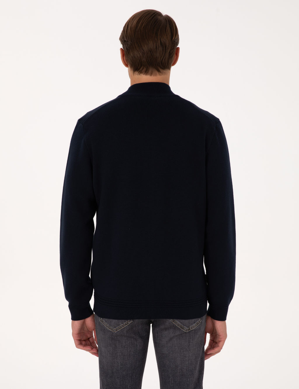 Lacivert Regular Fit Fermuarl_ Triko H_rka