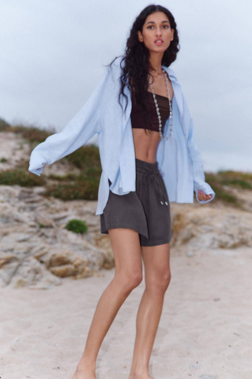 LINEN BLEND BOXER BERMUDA SHORTS - Zara фото 15