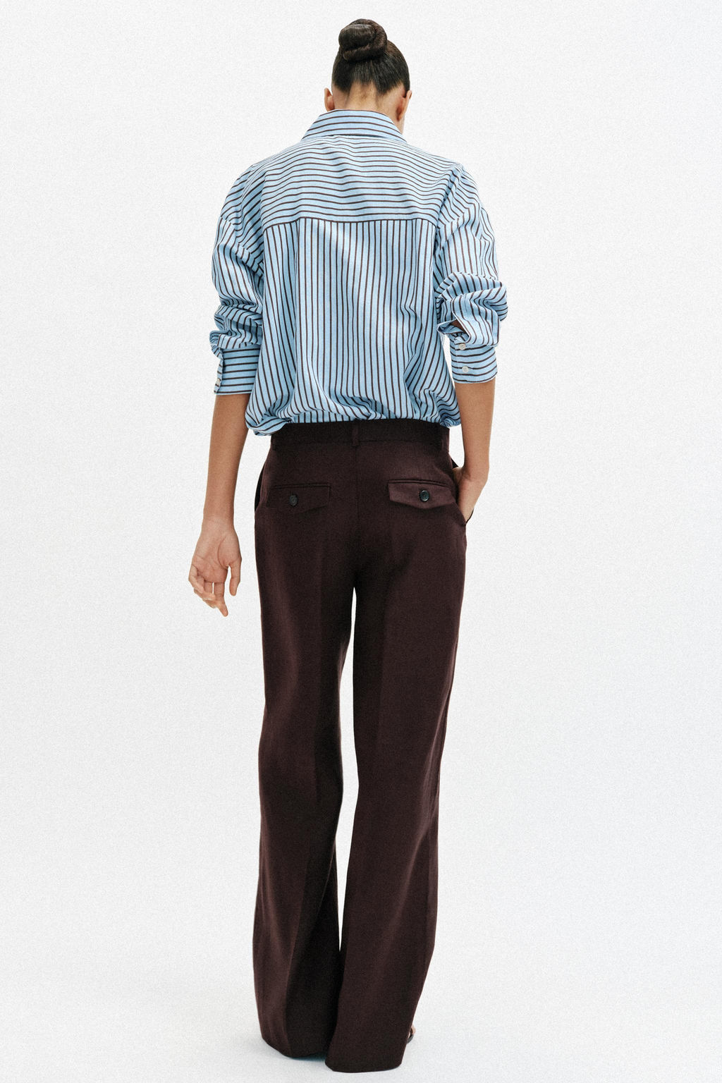 CAMISA RAYAS POPEL?N OVERSIZE / Azul / Blanco - Zara фото 5