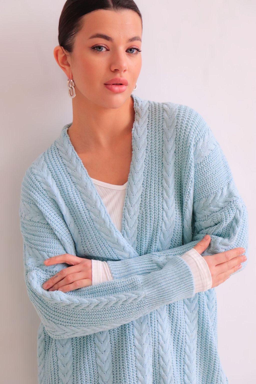 Martichelli Кардиган голубой с косами  фото 2