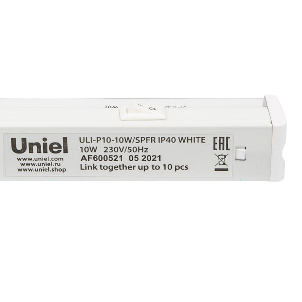 ULI-P10-10W/SPFR IP40 WHITE Светильник для растений светодиодный линейный, 560мм, выкл. на корпусе. Спектр для фотосинтеза. TM Uniel