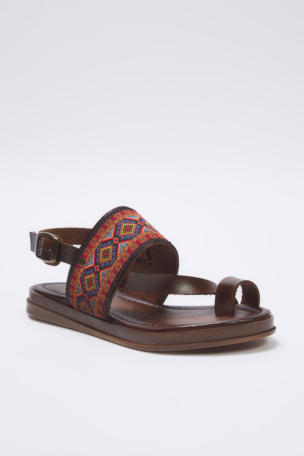 Trendyol Shoes Kahverengi Etnik Desenli Parmak Aras? Kad?n Sandalet TAKSS25SD00049 - Trendyolmilla фото 3