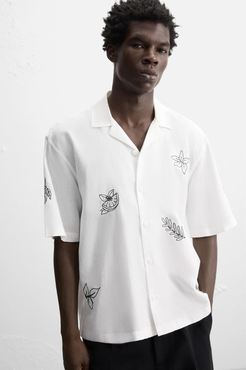 EMBROIDERED COTTON/LINEN SHIRT - Zara фото 5