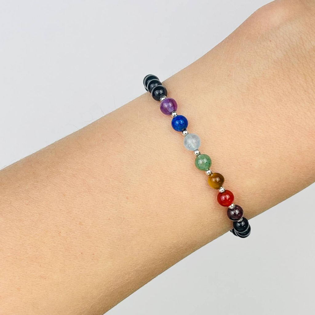 Браслет "7 чакр" из Агата и Самоцветов 16,5 см +