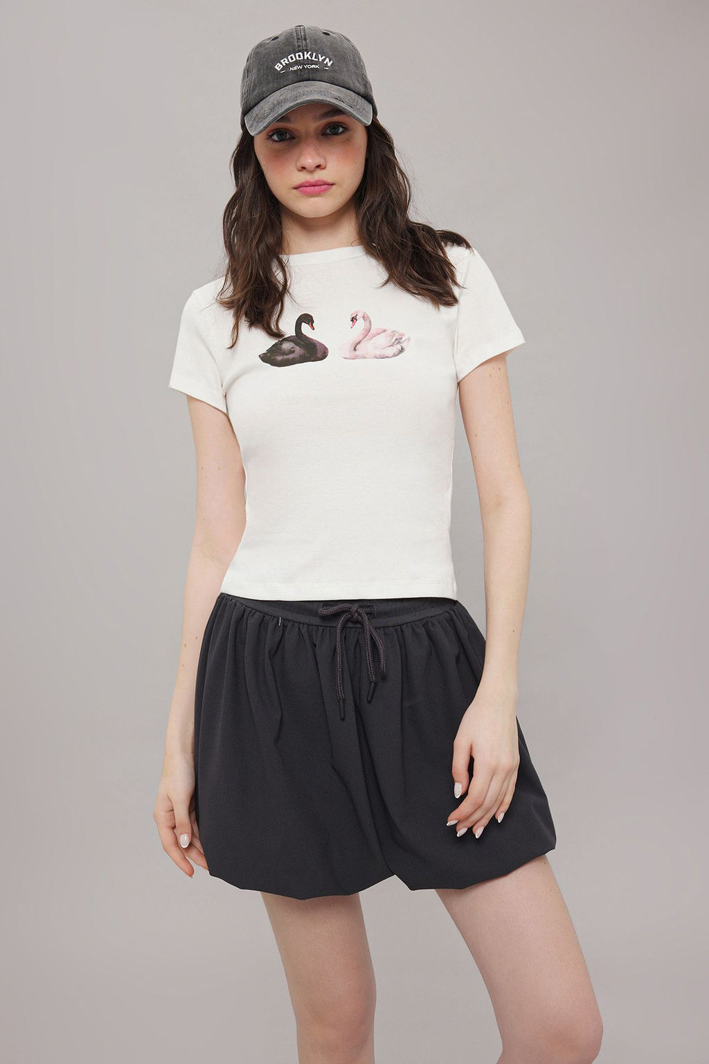 TRENDYOLMILLA Antrasit Beli Bagc?kl? Balon Mini Etek TWOSS25ET00066  фото 2