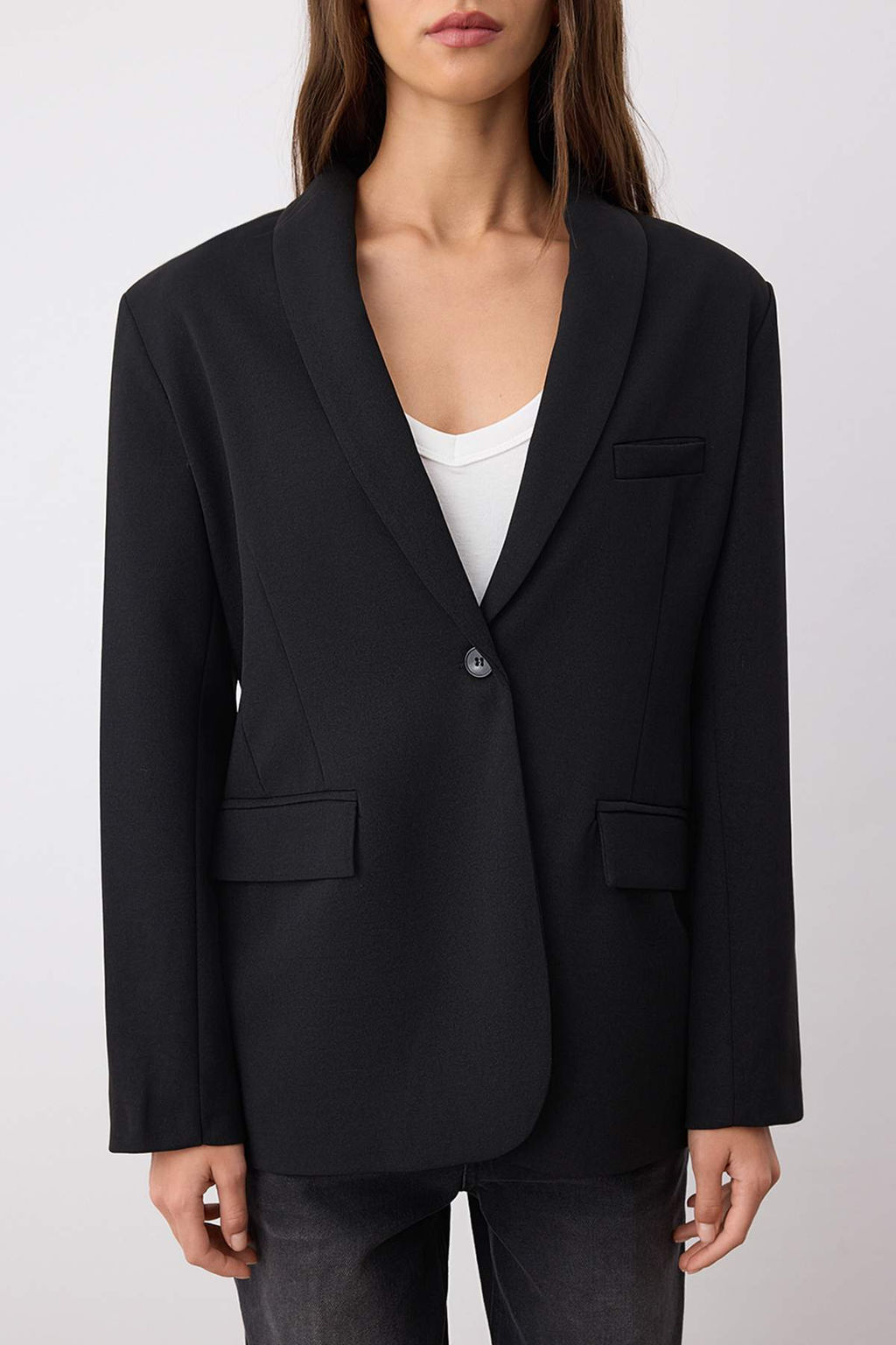 Siyah Cizgili Astarl? Fitted/Dar Kal?p Dokuma Blazer Ceket TWOAW26BC00043 - Trendyolmilla фото 4