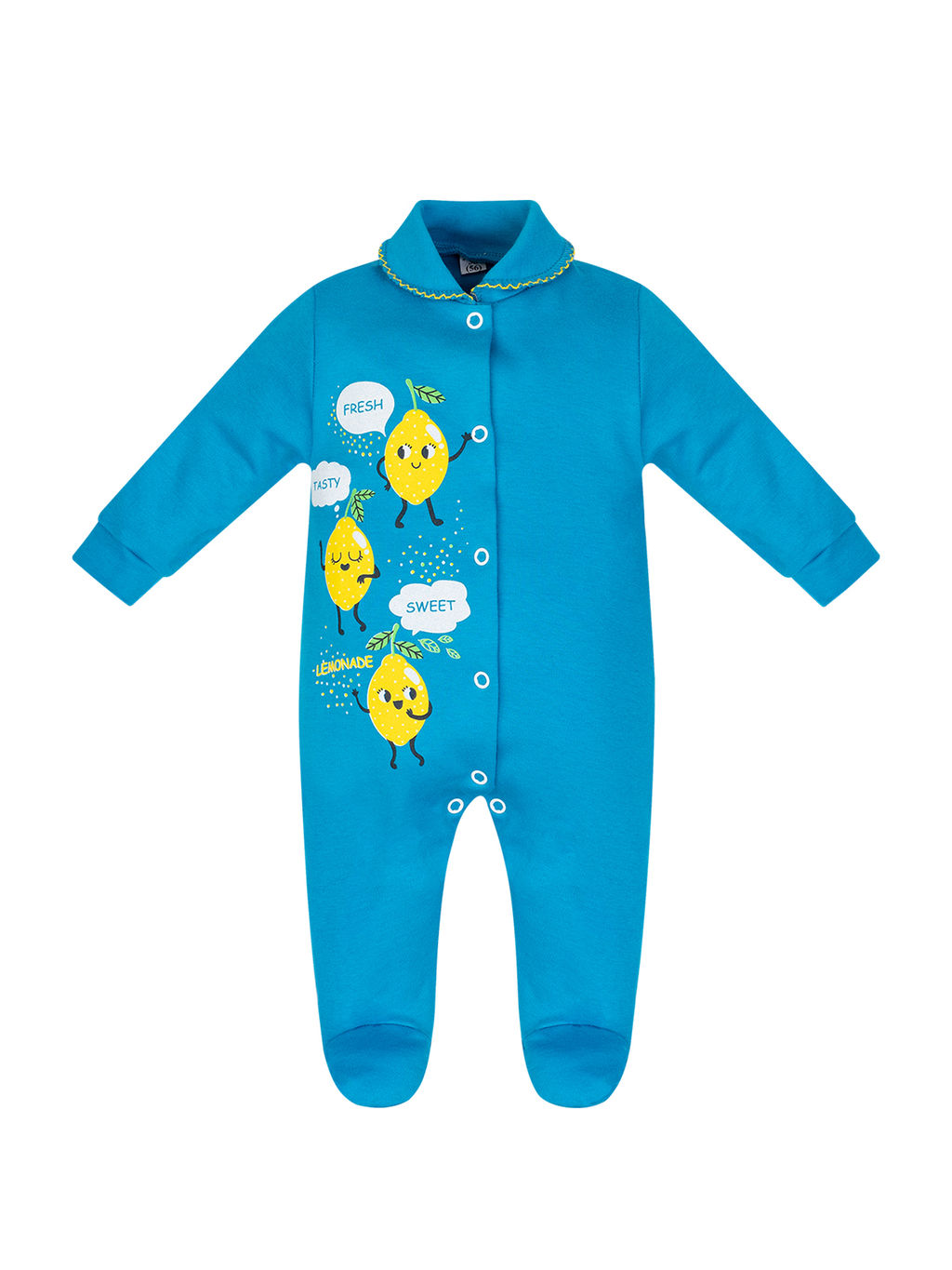 Комбинезон ясельный бирюза принт лимоны 260п (56, 38)