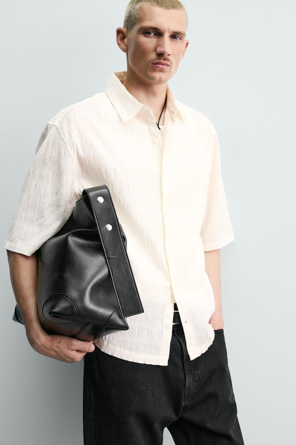 CAMISA RELAXED FIT EFECTO ARRUGADO / Blanco roto - Zara фото 5