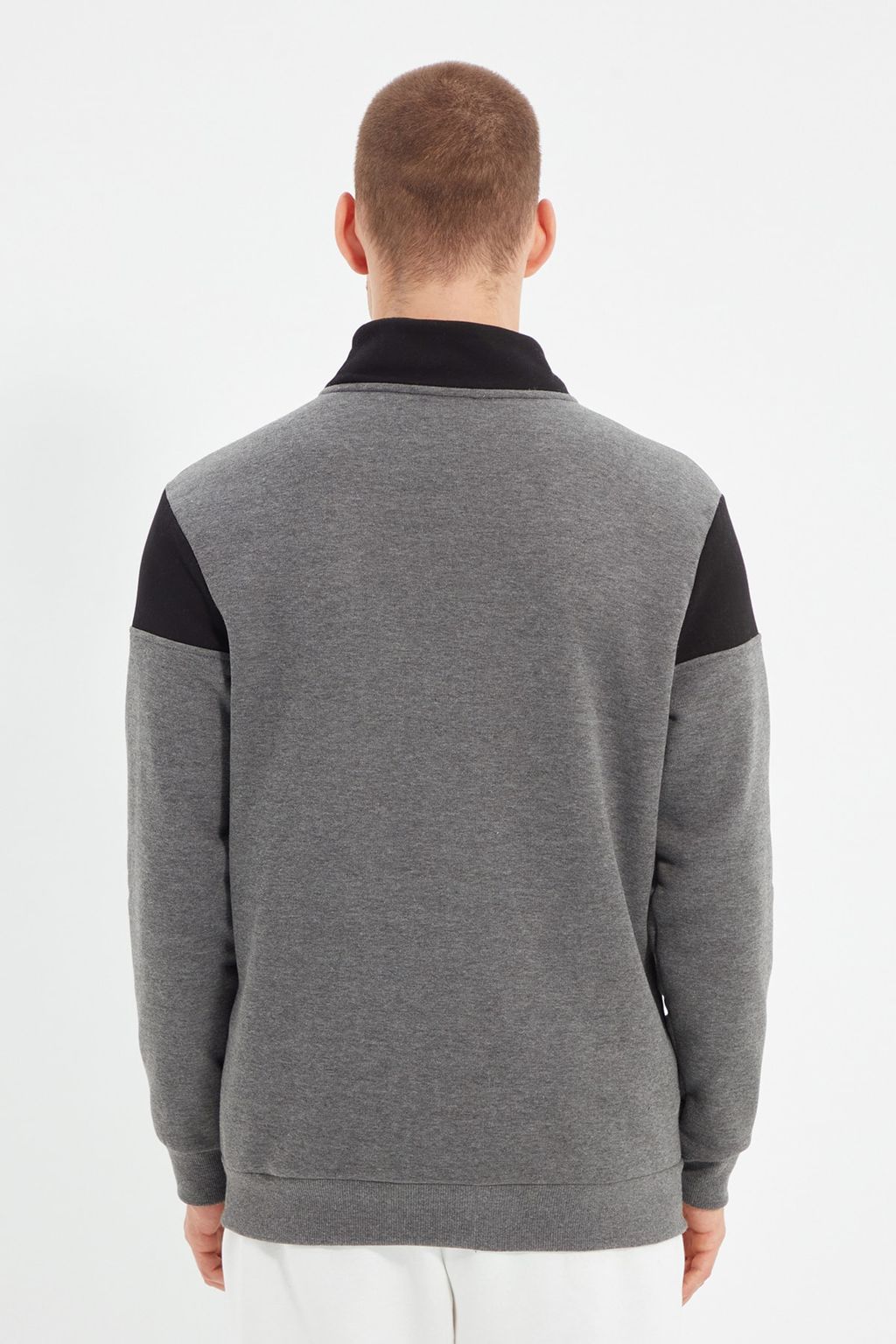TRENDYOL MAN Lacivert-Gri Melanj Regular Fit Uzun Kollu Dik Yaka Fermuarl? Sweatshirt TMNAW22SW0720 - Trendyolmilla фото 9
