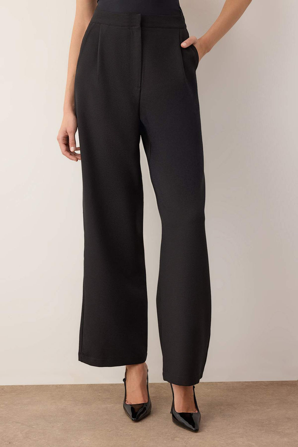 EXCLUSIVE Ozel Koleksiyon Siyah Pilili Wide Leg/Genis Paca Pantolon TWOAW26PL00121 - Trendyolmilla фото 4