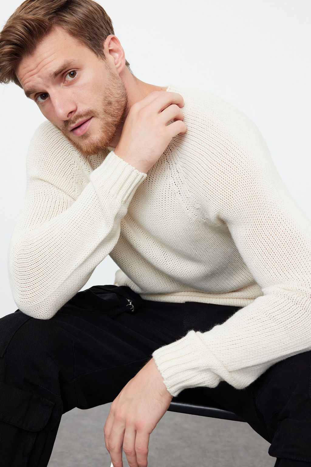 TRENDYOL MAN Kiremit Slim Fit Dar Kesim Bisiklet Yaka Reglan Kol Basic Triko Kazak TMNAW25KZ00000 - Trendyolmilla фото 2