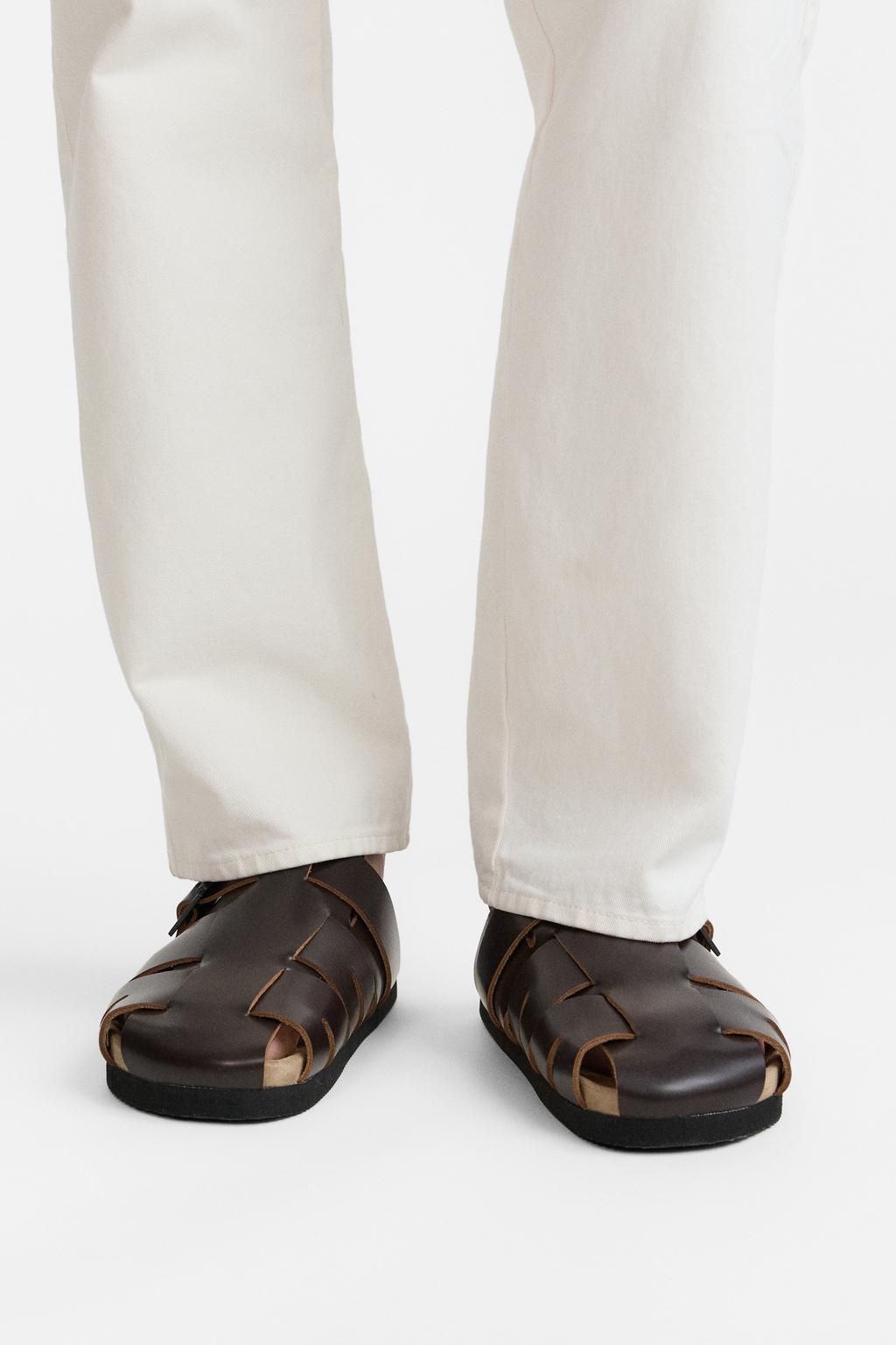 LEATHER CLOG CAGE SANDALS - Zara фото 3