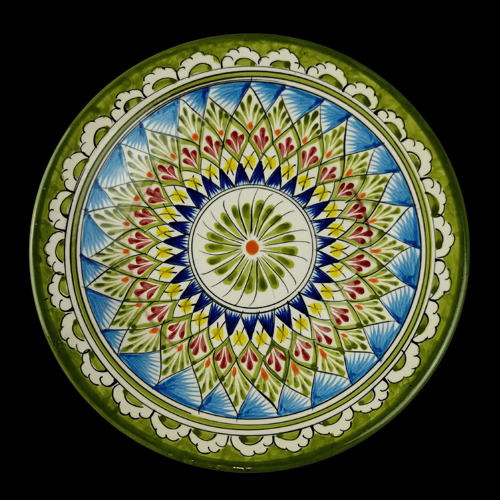 Тарелка 28см, плоская Риштанская керамика Салатовый