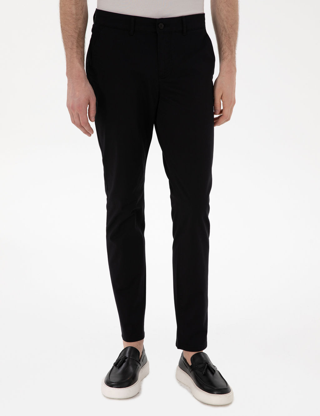 Siyah Slim Fit Basic Kanvas Pantolon