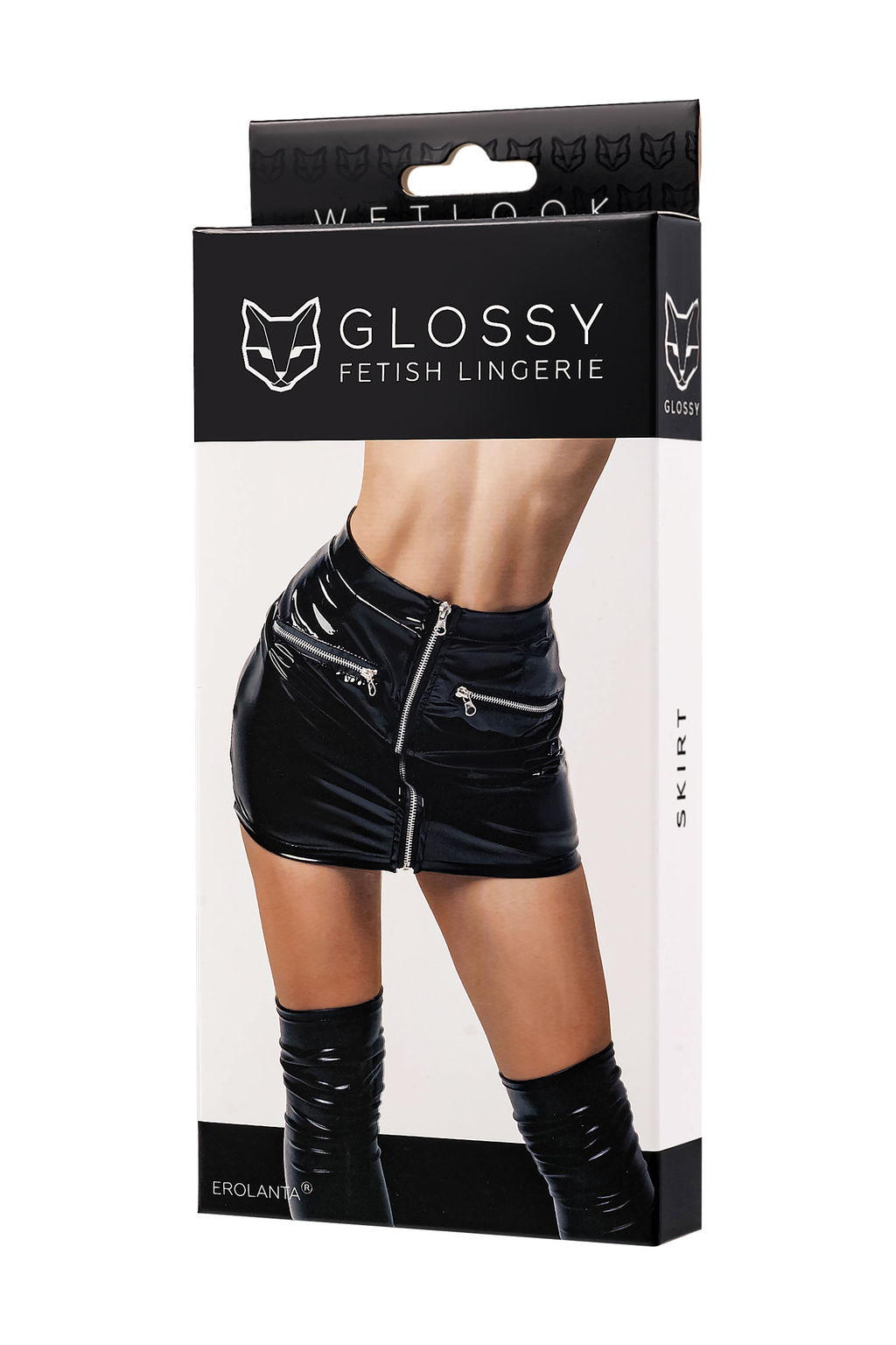 Юбка Glossy Billie из материала Wetlook, черный, M