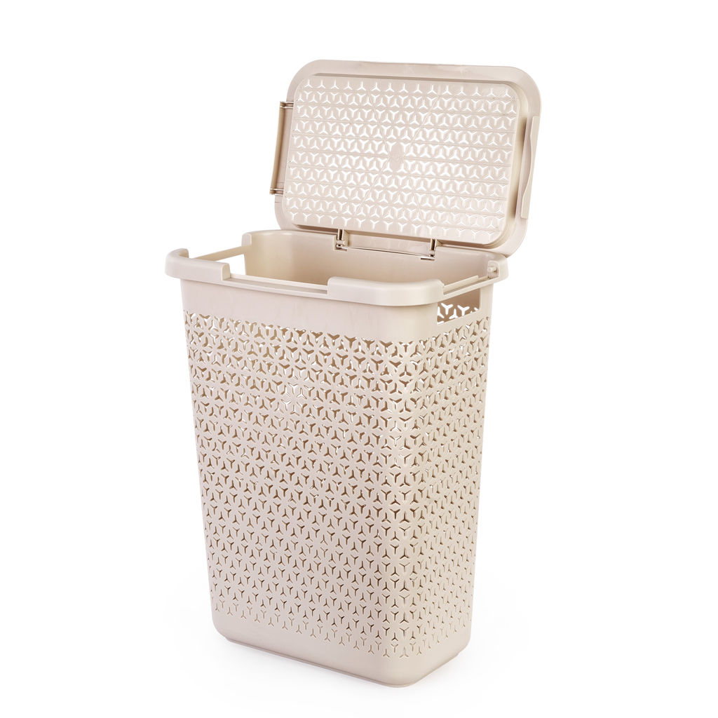 Корзина д/белья "Элемент" 30л узкая (бежевый) М9084