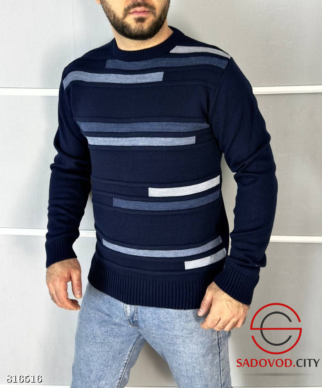 Тёплый свитер мужской с полосками - Bruno фото 3