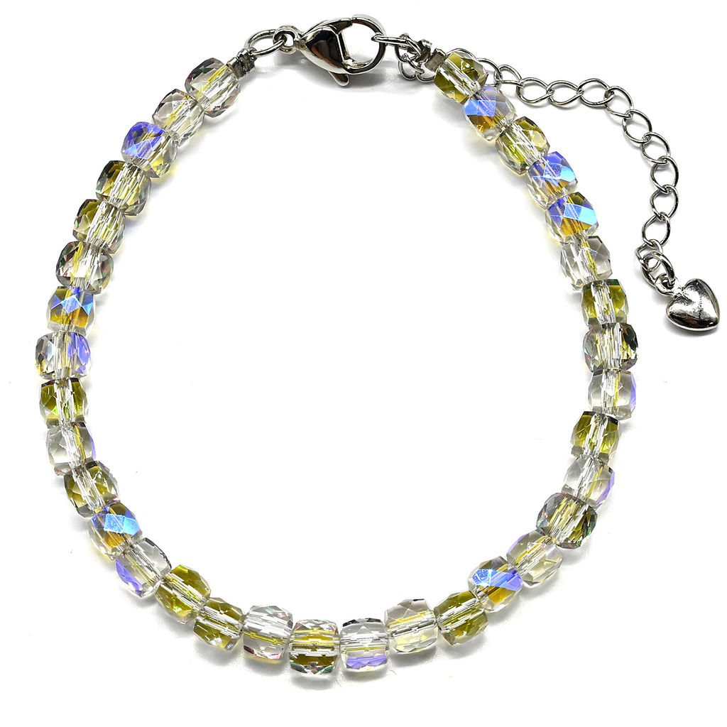 Браслет из циркона кубик гр.5мм цв.зелено-голубой, 18см