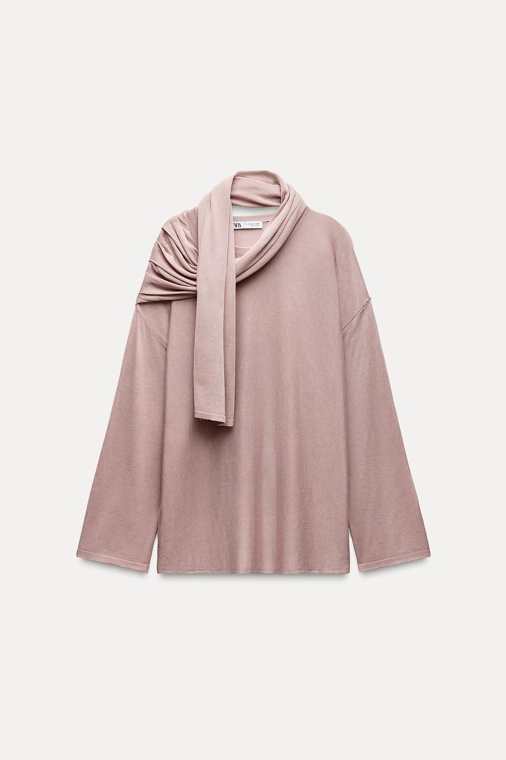 KNIT SWEATER WITH SCARF - Zara фото 6