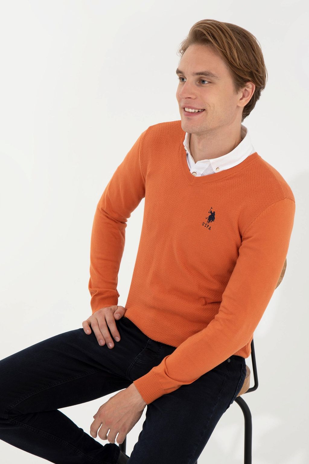 U. S. Polo Assn / Мужской базовый свитер с плиткой - U.s. polo assn фото 4