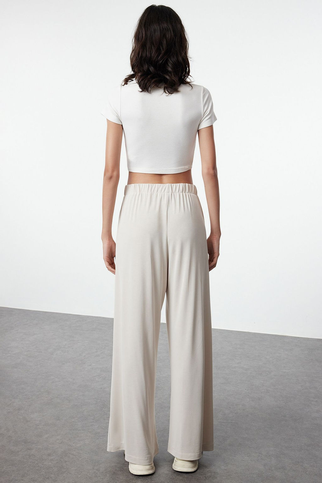 TRENDYOLMILLA Tas Pilili Wide Leg/Rahat Kesim Esnek Orme Pantolon TWOAW25PL00073  фото 5