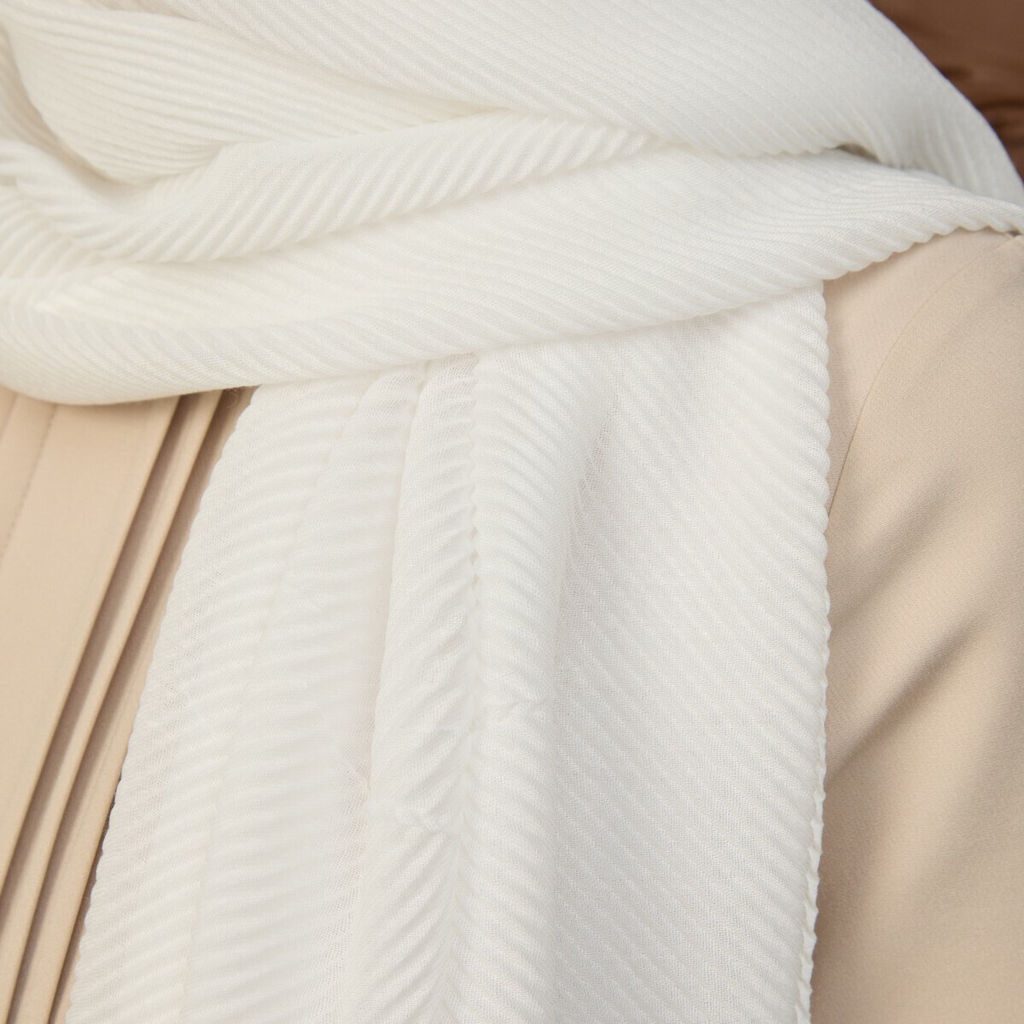 Палантин 180 х 70 см Гофра, цвет белый - Мастерская ПОКРОВ фото 2