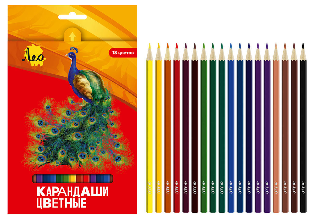 Лео Ярко Набор цветных карандашей LBSCP-18 заточенный 8 х 18 цв