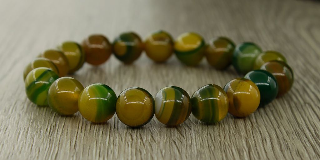 Агат зелено-жёлтый 10мм, браслет Классика - Agat77 фото 2