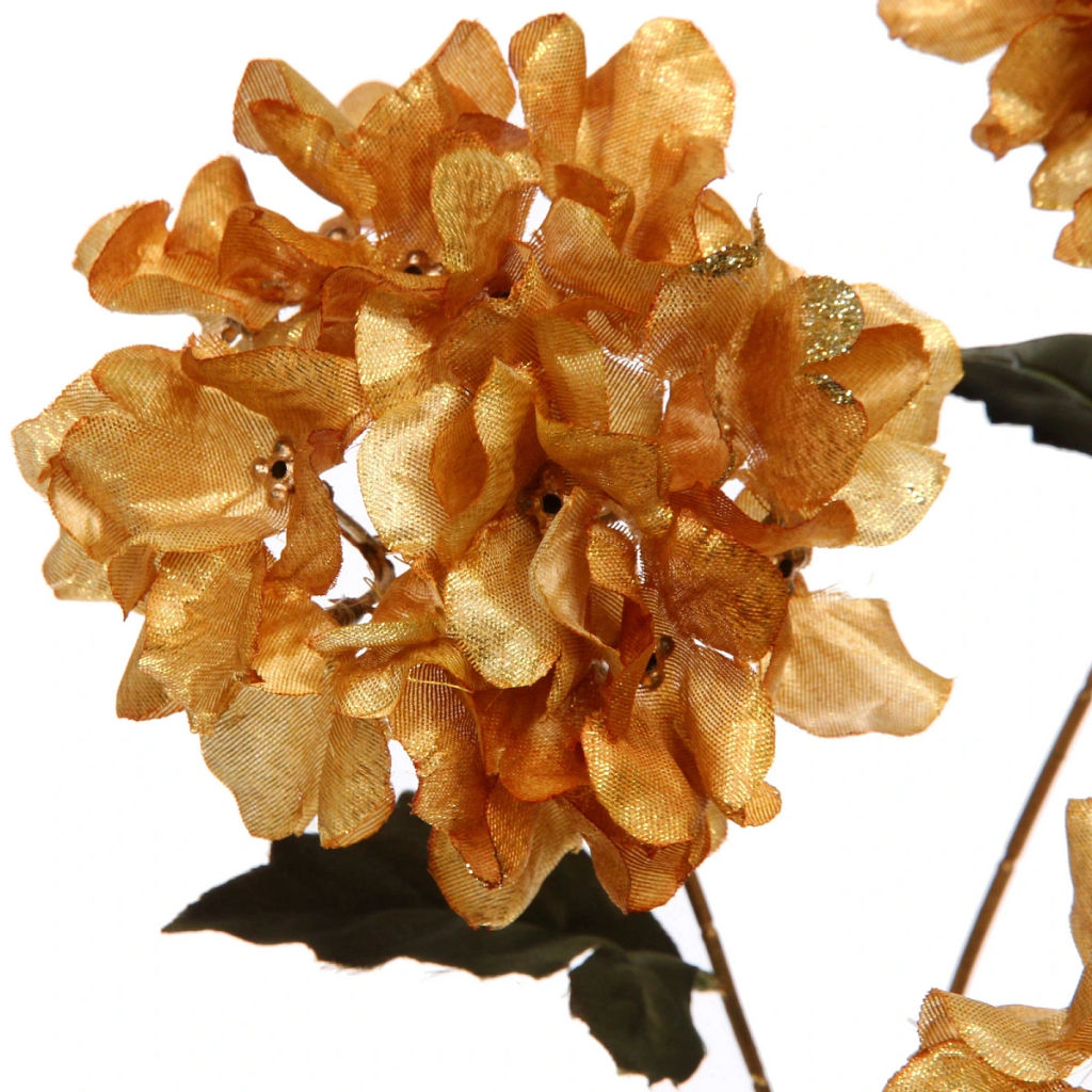 Искусственные цветы "FLOWERS GLAMOUR" 70см Гортензии 3 цветка золотые