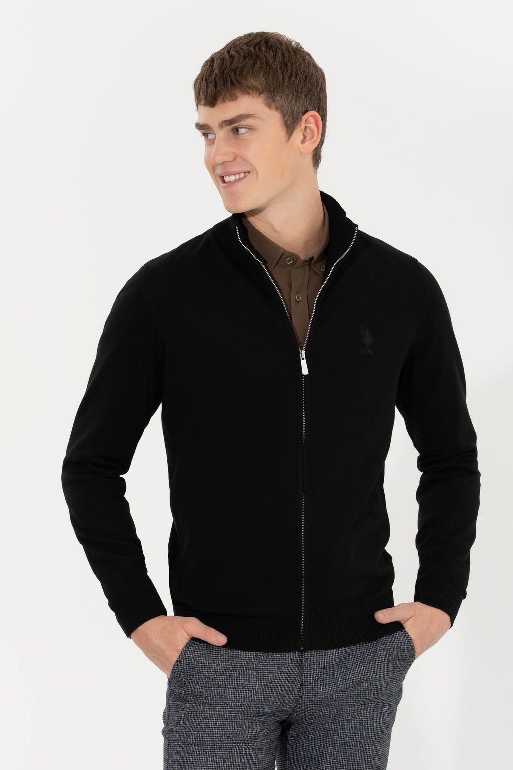 Мужской черный базовый трикотажный кардиган Неожиданная скидка в корзине - U.s. polo assn фото 3