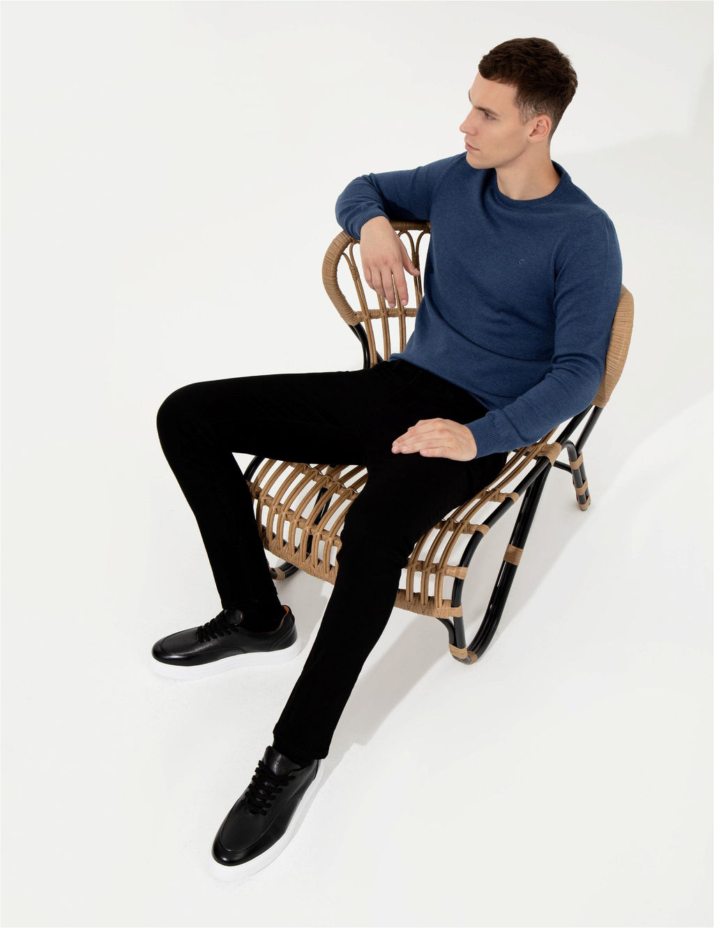 _ndigo Melanj Slim Fit Bisiklet Yaka Basic Triko Kazak - Pierre cardin фото 4